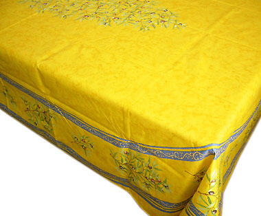 French coated tablecloth (olives 2005. yellow x blue) - Click Image to Close